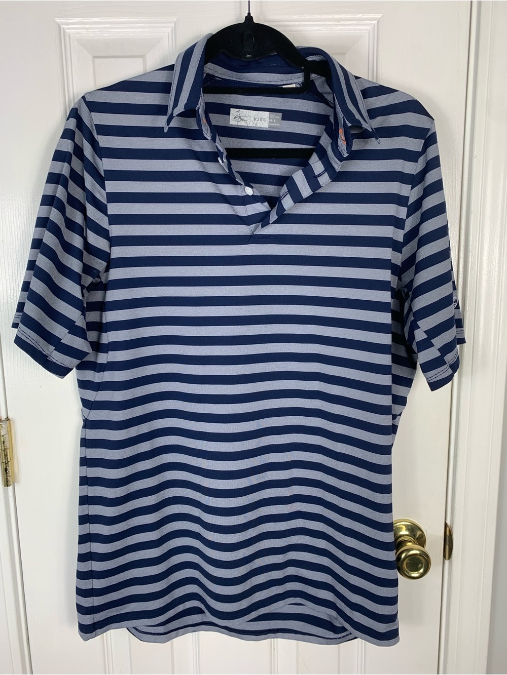 Kjus Shirt Mens Small Polo Golf Blue Luis Stripe Performance Shirt